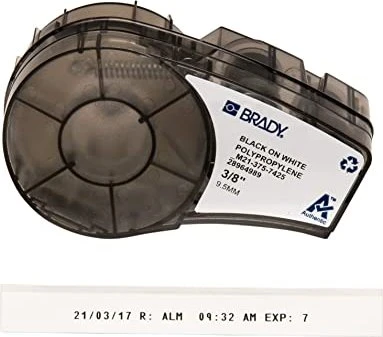 Brady Polypropylene Laboratory Labels Beschriftungsband, 9.5mm, schwarz/weiß