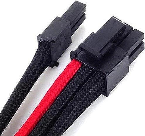 SilverStone PP07-PCIBR, 6/8-Pin PCIe Verlängerung 250mm, sleeved schwarz/rot