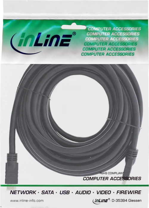 InLine High Speed mit Ethernet HDMI 2.0b Kabel schwarz, 20m (17520Q) – Bild 2 von 2
