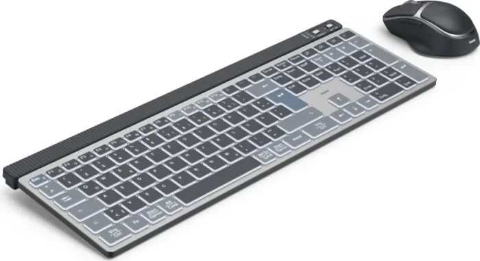 Hama WKM-750 Multi-Device-Tastatur-Maus-Set, blau/grau/schwarz, USB/Bluetooth, DE