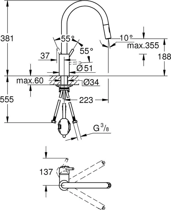 Grohe Concetto Einhand-Spültischbatterie Dual Sprühbrause 1/2" chrom