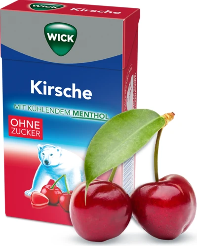 Wick Wildkirsche & Eukalyptus Halsbonbons ohne Zucker, 46g