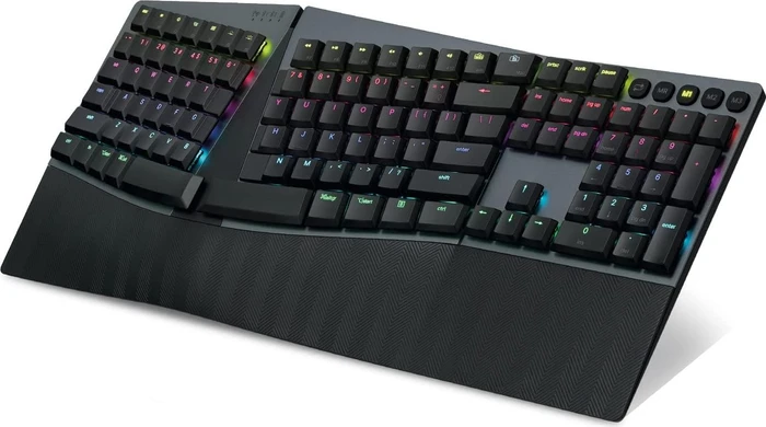 Perixx Periboard-835 Ergo Wireless, schwarz, LEDs RGB, Kailh Choc LOW PROFILE BROWN, USB/Bluetooth, US