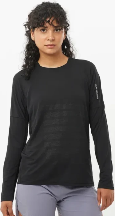 Salomon Sense Aero Graphic Laufshirt langarm deep black/black beauty (Damen)