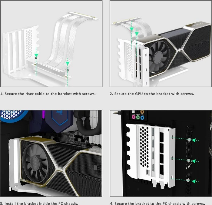 Glotrends Vertical Graphics Card Support Bracket, 3-Slot, gewinkelt, PCIe 5.0, 150mm, weiß