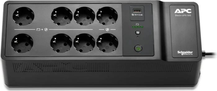 APC Back-UPS, 500VA, Steckdosenleiste, 8x Schuko, USB