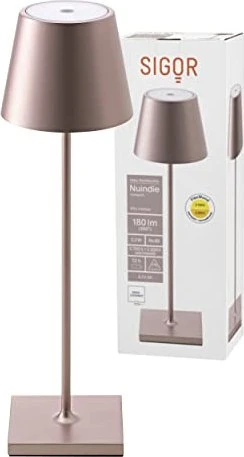 Sigor Nuindie Akku-Tischleuchte rund rosegold