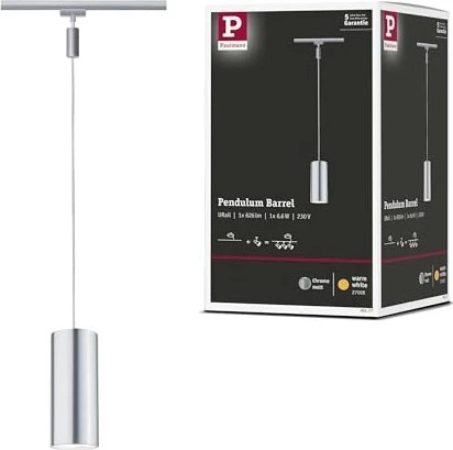 Paulmann URail Barrel Schienensystem LED Pendelleuchte 6W chrom matt, 1 Stück