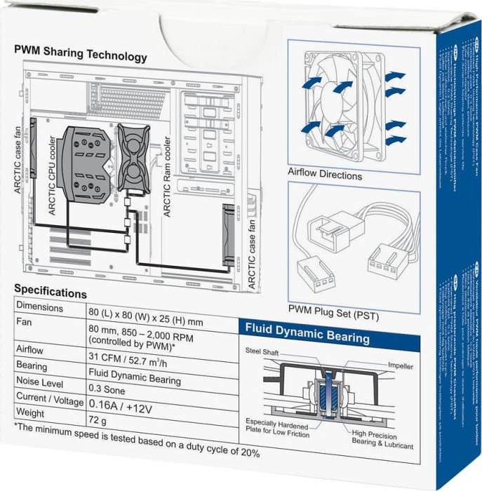 ARCTIC F8 PWM PST, 80mm, 5er-Pack