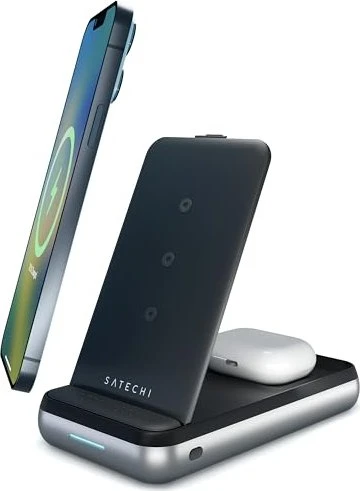 Satechi Duo Wireless Charger Power Stand grau/schwarz