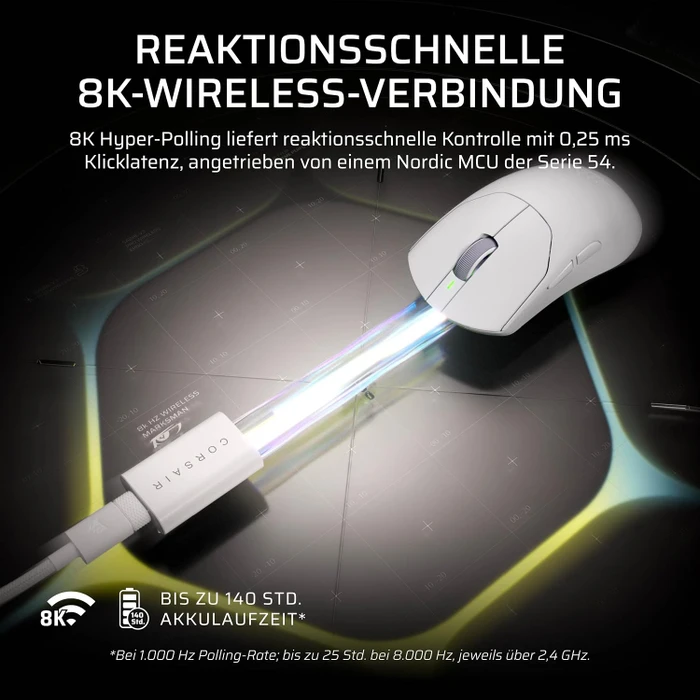 Corsair Sabre v3 Pro PureVector Ultralight Wireless, weiß, USB