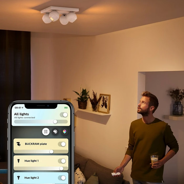 Philips Hue White Ambiance Buckram 4-flammig weiß