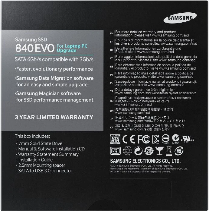 Samsung SSD 840 EVO - Laptop Upgrade Kit 250GB, 2.5" / SATA 6Gb/s