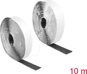 DeLOCK Klettband selbstklebend, mit Haft- und Flauschband, 25mm, 10m, schwarz