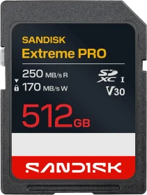 SanDisk Extreme PRO R250/W170 512GB, UHS-I, Class 10