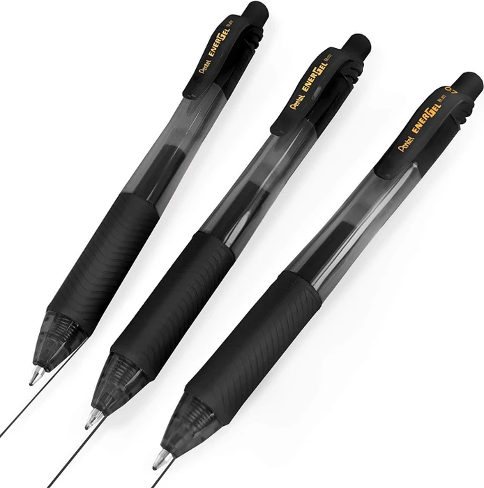 Pentel EnerGel X BL107 0.7mm/0.35mm Gelroller schwarz/transparent, 3er-Pack