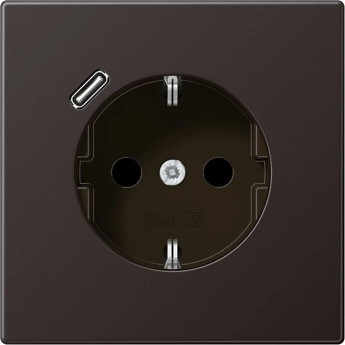 Jung SCHUKO-Steckdose mit USB-Ladegerät Safety+, dark