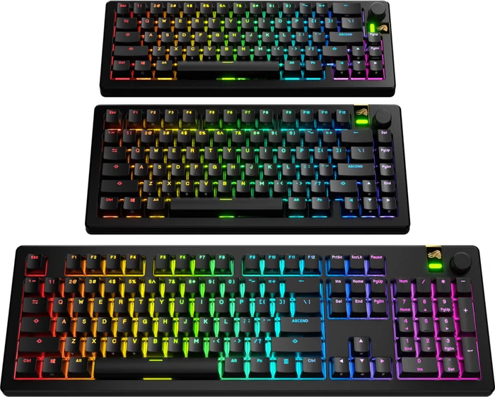Glorious GPBT Backlit Keycaps, Kunststoff (PBT), schwarz, 130 Tasten, ANSI-US