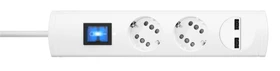 Kopp Steckdosenleiste DUOversal Plus 2=4 mit Schalter und 2x USB, 2-fach, 1.4m, weiß