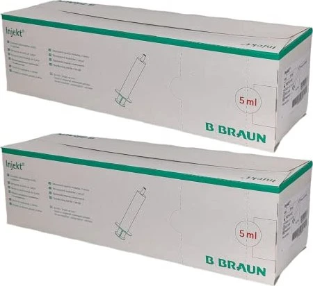 B.Braun Injekt Solo 2-teilige Einmalspritzen 5ml exzentrischer Luer Konus, 100 Stück