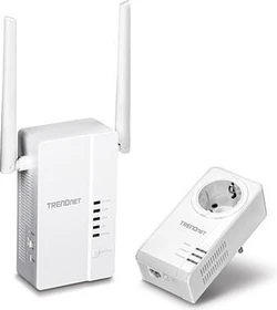 TRENDnet Powerline AV2 1200 Wireless Starter Kit, Powerline/WLAN-Access Point und Powerline-Adapter Set, 2er-Bundle (TPL-430APK)