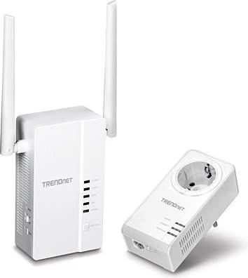 TRENDnet Powerline AV2 1200 Wireless Starter Kit, Powerline/WLAN-Access Point und Powerline-Adapter Set, 2er-Bundle