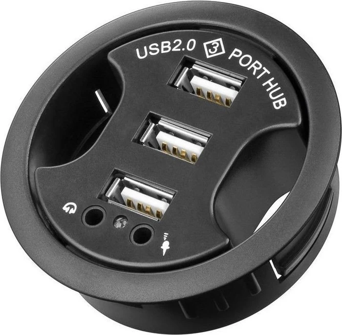 Wentronic Goobay Audio Einbau USB-Hub, 3x USB-A 2.0, USB-A 2.0 [Stecker]