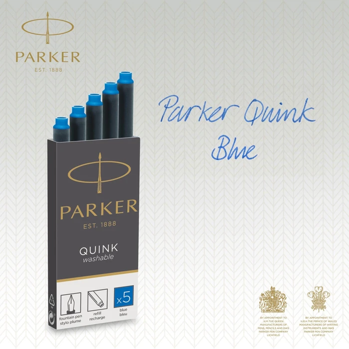 Parker Quink Großraum-Tintenpatrone washable blue, 5er-Pack