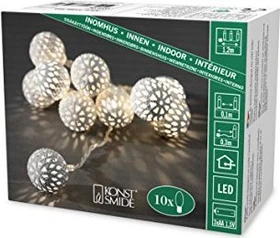 Konstsmide Dekolichterkette Bälle weiß LED 10x warmweiß