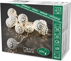 Konstsmide Dekolichterkette Bälle weiß LED 10x warmweiß