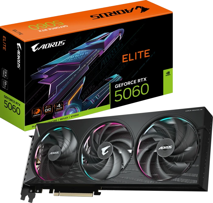 GIGABYTE AORUS GeForce RTX 5060 Elite 8G, 8GB GDDR7, HDMI, 3x DP