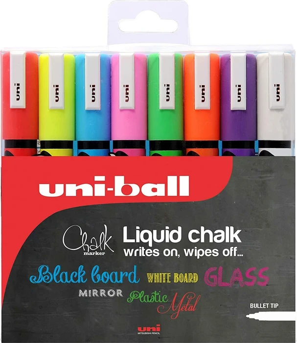 Uni-Ball Chalk PWE-5M Kreidemarker sortiert, 8er-Set