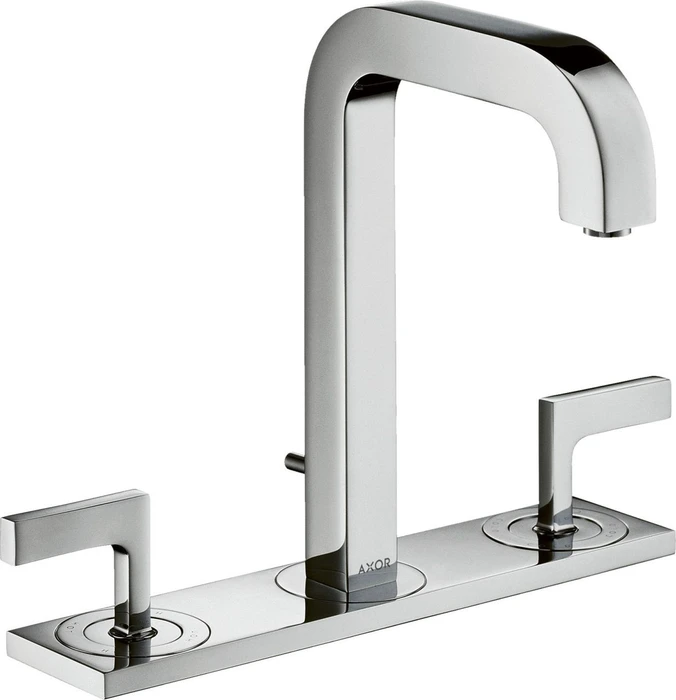 Hansgrohe Axor Citterio 3-Loch Waschbeckenarmatur mit Hebelgriffen und Platte chrom