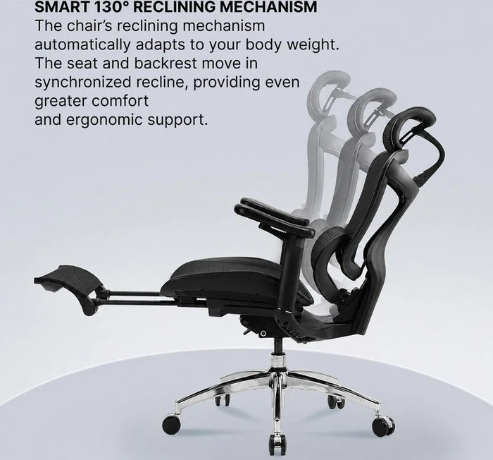 Sihoo Doro C300L Ergonomischer Bürostuhl mit Fußstütze, schwarz