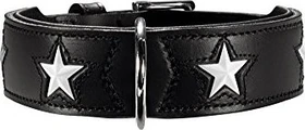Hunter Magic Star Hundehalsband, mit Sternen, Leder, weich, 60 M-L, schwarz