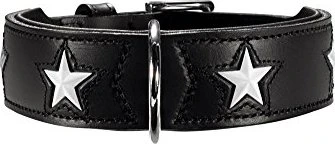 Hunter Magic Star Hundehalsband, mit Sternen, Leder, weich, 60 M-L, schwarz