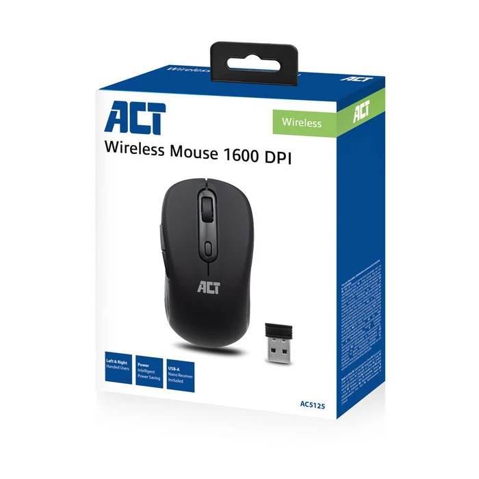 Act Wireless Mouse 1600dpi schwarz, USB