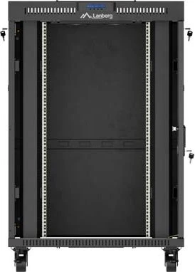 Lanberg 19" Rackschrank 22HE, LCD, freistehend, Flat Pack, V2, Glastür, IP20, RAL 9004, 1000mm tief