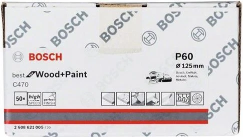 Bosch Professional C470 Best for Wood and Paint Schleifblatt K60, 125mm, 50 Stück