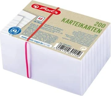 Herlitz Karteikarten, A8, liniert, 200 Blatt, 5er-Set