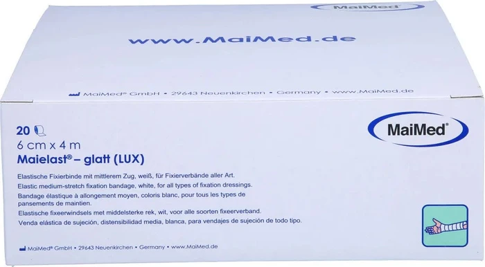 MaiMed Maielast glatt LUX Elastische Fixierbinde, 6cm x 4m, 20 Stück