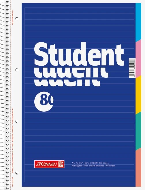 Brunnen Student Collegeblock, A4, liniert, blau, 80 Blatt (1067901)