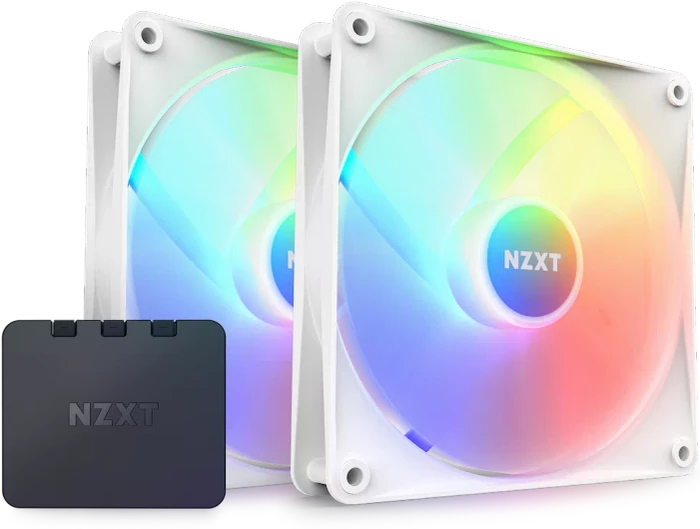 NZXT F Series F140 RGB Core Twin Pack, Matte White, weiß, LED-Steuerung, 140mm, 2er-Pack