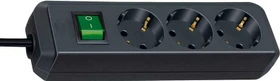 Brennenstuhl Eco-Line mit Schalter, 3-fach, 3m, schwarz
