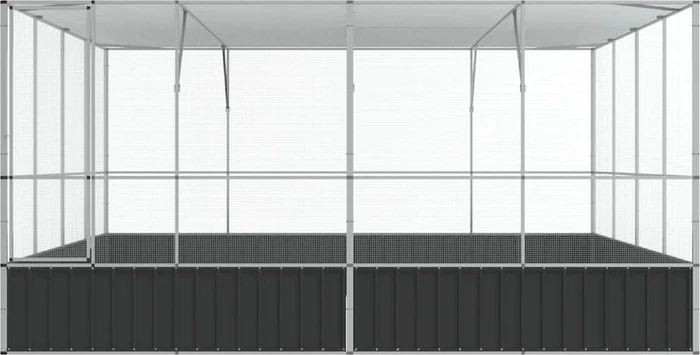 vidaXL Voliere, silber/grau, 418x212x414cm