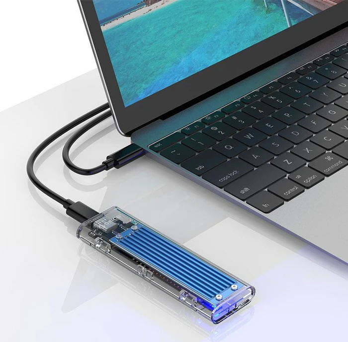 Orico TCM2-C3, blau/transparent, USB-C 3.1