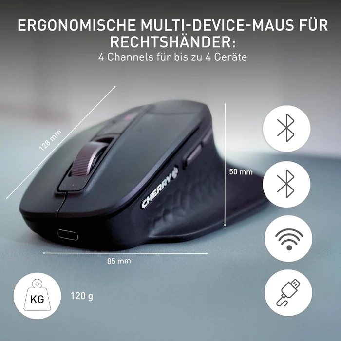 Cherry Stream Mouse Ultimate, schwarz/kupfer, USB/Bluetooth
