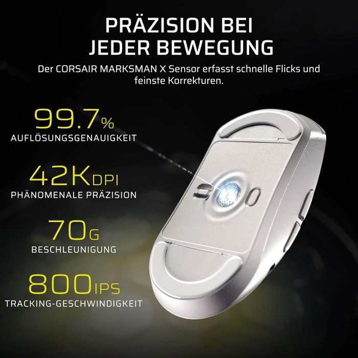 Corsair Sabre v3 Pro PureVector MG Ultralight Wireless, Magnesium, weiß, USB