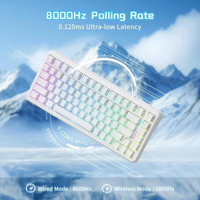 Attack Shark X82PRO HE Magnetic 75%, weiß mit Kontur, LEDs RGB, Outemu White Jade Magnetic, USB/Bluetooth, US