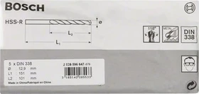 Bosch Professional HSS-R Spiralbohrer, 12.9x101x151mm, 5 Stück
